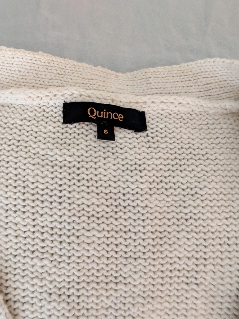Quince Organic Cotton Linen Relaxed Cardigan Ivory White Small - Picture 3 of 8